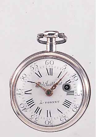 D. JUILLERAT A FORNET SPINDELHERRENTASCHEN- UHR, FRANKREICH UM 1790, SILBER, FERTIGUNGS-NR. 888, GEW. EMAILBL. SIGN., IM AUSSENBER. L. BESCH., ...