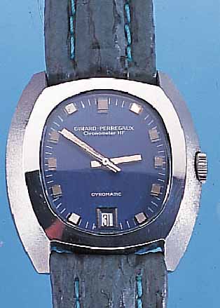GIRARD PERREGAUX HERRENARMBANDUHR CHRONOMETER-HF, SCHWEIZ UM 1970, EDELST., BODEN GESCHR.,ZENTRALROTOR, 39 ST., SCHNELLSCHW., GLYC.- UNR., ...