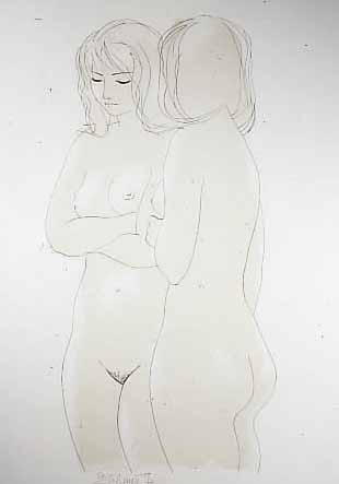 BENESCH, KAREL, GEB. 1932, DYE DIVKY (ZWEI MäDCHEN), LITHOGRAPHIE, HANDSIGNIERT, NUM. 20/20 UND DAT. 97, CA. 44 X 22 CM