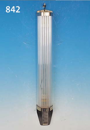 PAAR GROßE WANDLAMPEN, FRANKREICH, 30ER JAHRE, METALLMONTUR VERNICKELT, L. 76 CM, GLAS- STäBE ERNEUERT
