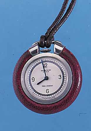 GERBE D'OR ANHäNGEUHR ART DECO, SCHWEIZ/ FRANKREICH UM 1938, METALL VERN., GEH.-RAND U.KORDEL SOWIE KNEBEL IN LEDER, 2-FARB. VERS. BLATT, ...