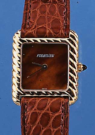 GERALD GENTA DAMENARMBANDUHR FROHMANN, REF.-NR. 2787, SCHWEIZ UM 1974, GG 750/000 MASSIV VERARB., SAPHIRFLACHGL., BODEN GEDR., SCHMUCK-KRONE, ...