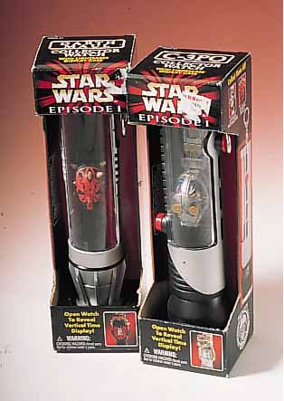 KONV.: 2 STARWARS WATCHES IN ORIG.-KARTON AUS SERIE EPISODE I, 1X C-3PO, 1X DARTH MAULUM 1999, BEIDE ORIG.-ZUSTAND, FKT. UNGEPR., KARTONAGEN ...