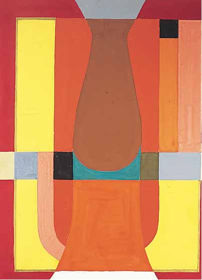 Sheltov, abstrakte Komposition, Gouache auf Papier, ca. 47,5 x 36 cm, monogrammiert und dat. 85, verso kyrillisch betitelt