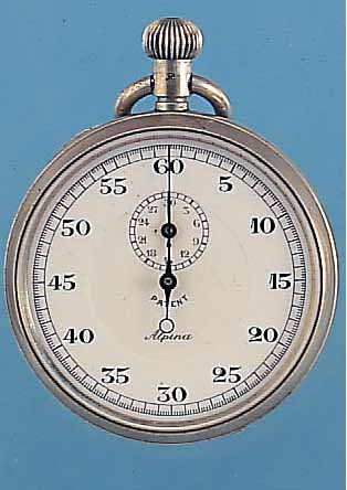 KONVOLUT: 3 EINHANDSTOPPER, SCHWEIZ UM 1935,ALLE NICKEL, EMAILBL., NORM. SCHLAGZAHL, 30- MIN.-STOPPZäHLER, 1X ALPINA, WERK VERG., 1X EXCELSIOR ...