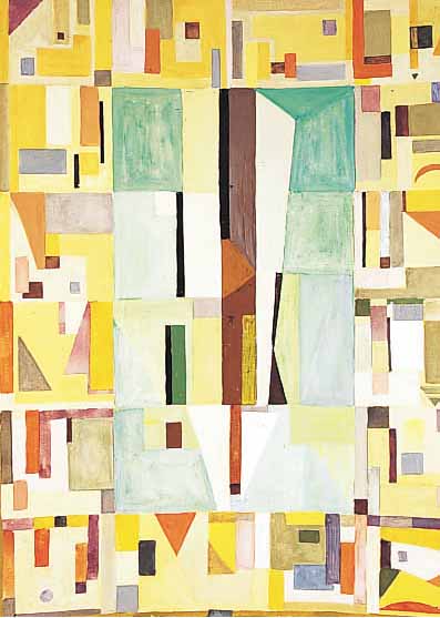 Sheltov, abstrakte Komposition, Gouache auf Papier, ca. 47,5 x 36 cm, monogrammiert und dat. 85, verso kyrillisch betitelt