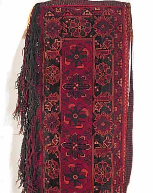 ZELTSCHMUCK OGHLID,AFGHANISTAN CA 152 X 39 CM. .WOLLE/WOLL.EHZ 3.CA 60 JAHRE.