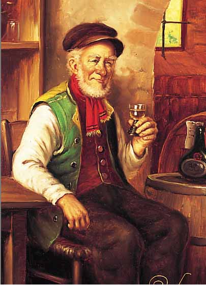 FRANKE, GERHART, GEB. 1912, , TRINKENDER BAUER, ÖL/LWD, CA. 50 X 40 CM, R.