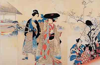 JAPANISCHER FARBHOLZSCHNITT NACH KUNIYOSHI, UM 1870-80, TRIPTYCHON, GEBRäUNT, CA. 37 X 72 CM, U.GL., R.