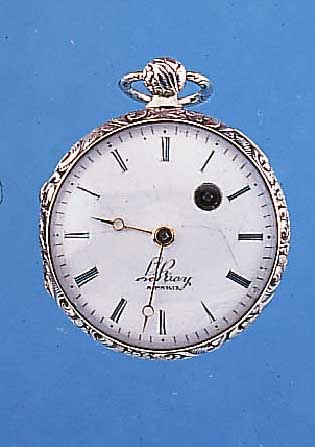 SPINDELHERRENTASCHENUHR, FRANKREICH UM 1840,SILBER, GEW. EMAILBL. U. VERG. PLATINE BEZ. LE ROY, PARIS, EMAILBL. FEIN HAARR., RäNDER RELIEF., ...