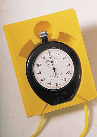 BREITLING EINHANDSTOPPER SPRINT, SCHWEIZ UM 1970, KUNSTSTOFFGEH., KUNSTSTOFF-ORIG.-KASTEN,1/5 SEK.-AUFL., 30-MIN.-STOPPZäHLER, TRAGEKOR-DEL, L. ...