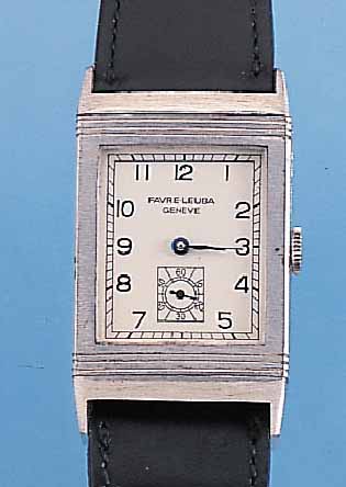 HERRENARMBANDUHR, WENDEGEH., SCHWEIZ UM 1999, METALL VERCHR., UHR AUS VERSCH. FERTI- GUNGSZEITEN REMONTIERT, BLATT REST., BEZ. FAVRE LEUBA, ...