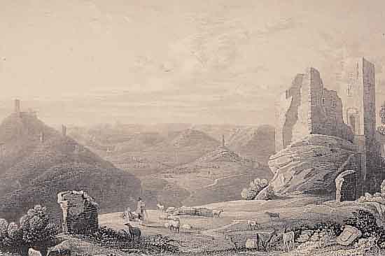 VIERZEHN STAHLSTICHE MIT ANSICHTEN PFäLZER BURGEN, UM 1850, AUS VORDER- UND WESTPFALZ, U.A.: FALKENSTEIN, SCHARFENECK, BERWARTSTEIN, TRIFELS, ...