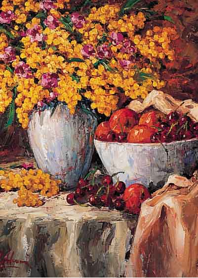 UNBEKANNTER, ZEITGENöSSISCHER MALER, STILLEBEN, ÖL/LWD., SIGNIERT, 50 X 60 CM, PRUNKRAHMEN