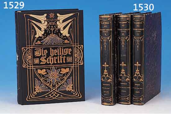 DIE HEILIGE SCHRIFT, 6 BäNDE, LANDSHUT 1839, MIT KOMMENTAREN VON FRANZ ALLIOLI, 4. AUFLAGE,DURCHGEHEND LEICHT STOCKFLECKIG UND GEBRäUNT, ...