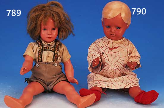 PUPPE, SCHILDKRöT/KäTHE KRUSE, 60ER JAHRE, CELLULOID-KOPF, BLAUE GLASAUGEN, BLONDE PERüCKE, H. CA. 38 CM