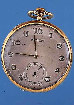 EBERHARD & CO. HERRENTASCHENUHR LEPINE, REF.-NR. 171920, SCHWEIZ UM 1925, GG 750/000, GEH. 2-TEIL., WERKINNENGEH. ENTNEHMB., METALL-ZIFFERBL. ...