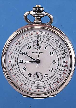 MINERVA TASCHENCHRONOGRAPH FERROCARRIL, REF.-NR. 317335, SCHWEIZ UM 1928, 925ER SIL- BER, EMAILBL. FARBL. DIFF., MULTISKALA, 10- ...
