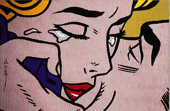 LICHTENSTEIN, ROY, KISS V, FARBSIEBDRUCK AUF DüNNEM KARTON, HANDSIGN. CA. 80 X 80 CM