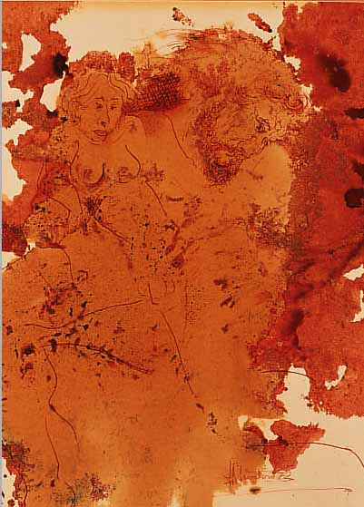 HORTERO, A., ZEUS UND GELIEBTE, AQUARELLIER-TE FEDERZEICHNUNG, HANDSIGN. UND DAT. 73, CA. 24 X 19 CM, PP