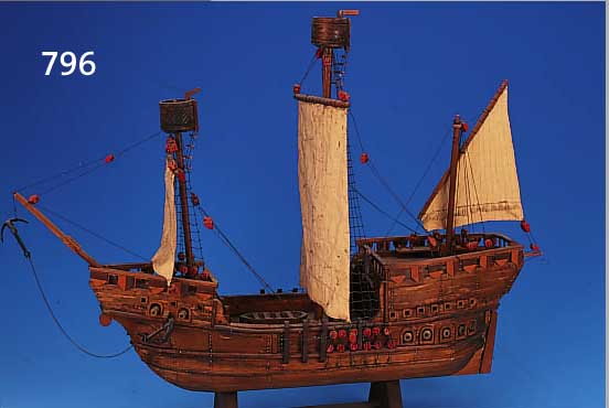 MODELLSCHIFF HANSEKOGGE 1470, EIGENBAU, 20. JH., HOLZ UND LEINEN, 80 X 50 X 18 CM, L. ALTERSSCHäDEN