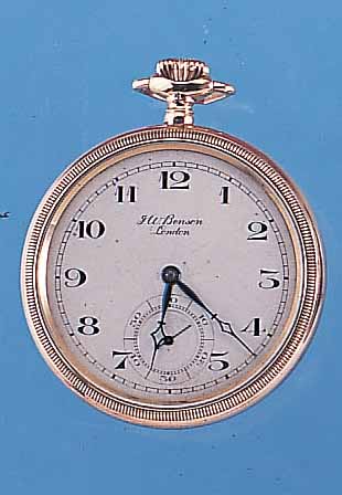 J.W.BENSON HERRENTASCHENUHR LEPINE, REF.-NR.137702, SCHWEIZ/ENGLAND UM 1925, 9KT RG, EINSCHALENAUSF., GLASR. GESCHR., VERS. BLATT SIGN., ...