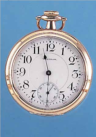 WALTHAM HERRENTASCHENUHR LEPINE, REF.-NR. 9030556, USA UM 1883, METALLGEH. M. RG-AUFL., 3-TEIL. EMAILBL., AUßEN ROT 5-60, GEBL. ...