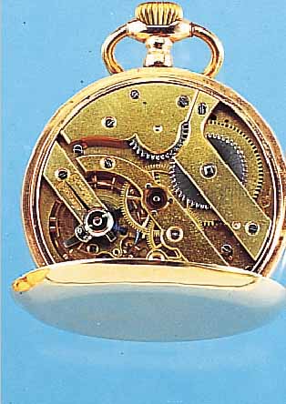 FHF HERRENTASCHENUHR LEPINE, REF.-NR. 250335SCHWEIZ UM 1908, RG 585/000, AUßEN GLATT, EMAILBL., METALLCUVETTE, VERG. BRüCKENANKERW.,16 ST., ...