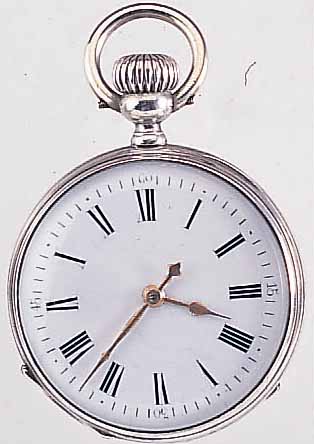 HERRENTASCHENUHR LEPINE, SCHWEIZ UM 1870, SILBER, FRüHER KRONENAUFZ., EMAILBL. (FEIN HAARR. M. LUPE ERKENNB.), ORIG.-ZEIGER, ZYLIN-DERW. M. ...