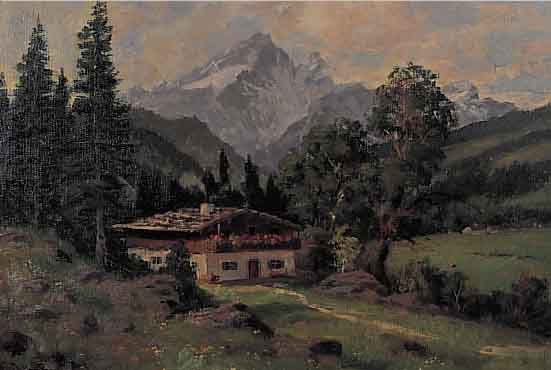 MüLLER-BAUMGARTEN, CARL, GEB. 1879 LEIPZIG, WAR ANSäSSIG IN MüNCHEN, VORGEBIRGSLAND- SCHAFT MIT BAUERNHAUS, ÖL/LWD, LI. U. SIGN., CA. 40 X ...
