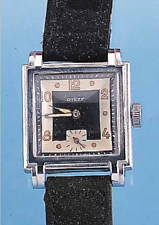 KONVOLUT: 2 HERRENARMBANDUHREN, UM 1938, UNGETR. LAGERW., 1X BEZ. OTEZY, ART DECO, METALL CARREE VERCHR., BODEN GEDR., RUNDES ZYLINDERW., ...