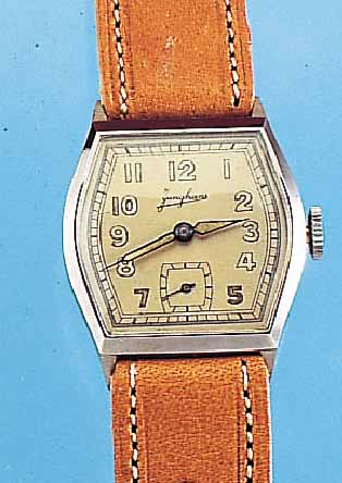 KONVOLUT: 2 JUNGHANS HERRENARMBANDUHREN, UNGETR. LAGERW., UM 1939, BEIDE TONNENFORM, EDELST., BODEN GEDR., ZEITIDENT. LEDERB., VERS. ...