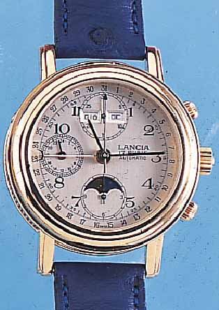 LANCIA ARMBANDCHRONOGRAPH AUTOMATIK, REF.- NR. 46/447, SCHWEIZ UM 1997, METALL HARTVER- G., BEIDS. MINERALVERGL., VERS. BLATT, VOLL- KALENDERANZ. ...