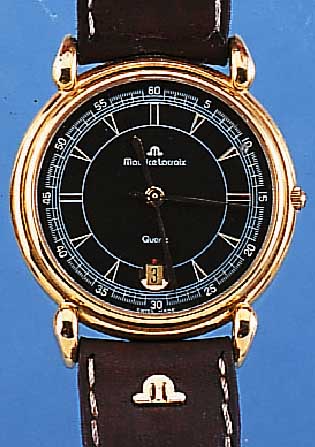 MAURICE LACROIX HERRENARMBANDUHR, REF.-NR. 92124, SCHWEIZ UM 1993, METALL HARTVERG., EDELST.-BODEN GEDR., MINERALFLACHGL., SCHW. ...