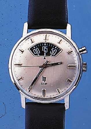 LIP HERRENARMBANDUHR STOP, REF.-NR. 247793, DEUTSCHLAND UM 1966, METALL VERCHR., EDELST.- BODEN GESCHR., ALS KURZZEITMESSER VERWENDB. (Z.B. ...
