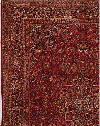 KESCHAN,PERSIEN CA 420 X 312 CM. .FLOR WOLLE EHZ 4.CA 40 JAHRE.