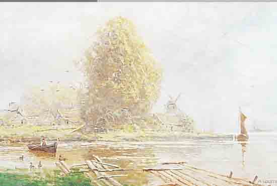 (ZUSCHR.) KOESTER, ALEXANDER, *1864 BERGNEU- STADT - 1932 MüNCHEN, HIER: FISCHER AUF EINEM SEE, AQUARELL, SIGN., 39 X 57 CM, IM PP UNTER GLAS ...