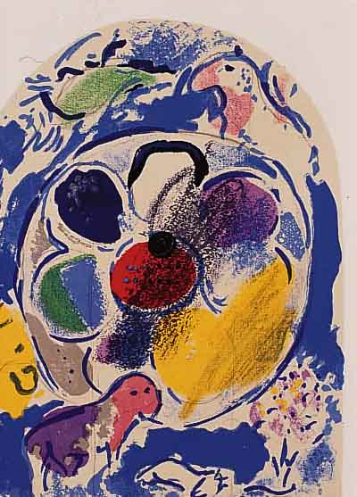 CHAGALL, MARC, DREI FARBLITHOSGRAPHIEN AUS DER SERIE JERUSALEMER FENSTER, ED. ANDRE SAU- RET, DRUCK BEI MOURLOT PARIS 1962, JE CA. 20 X15 CM, PP