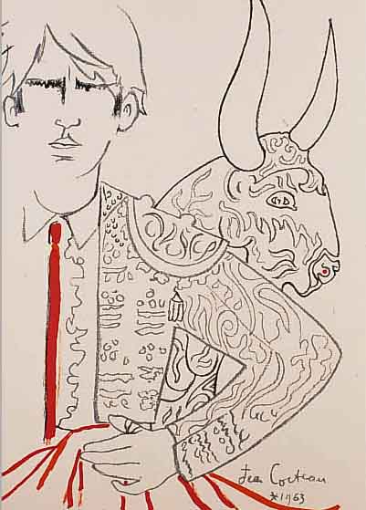COCTEAU, JEAN, EL CORDOBES, FARBLITHOGRAPHIEAUF ARCHES BüTTEN, AUS JEAN MARIE MAGNAN, DRUCK VON MOURLOT PARIS 1965, CA. 37 X 28 CM