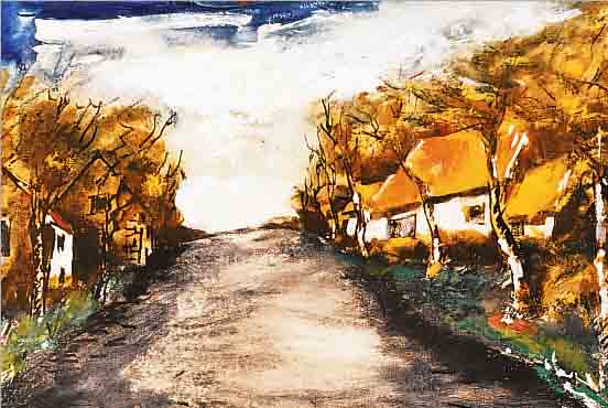 VLAMINCK, MAURICE DE, STüRMISCHE LAND- SCHAFT, FARBLITHOGRAPHIE, FARBSIEBDRUCK MIT POCHOIR, MOURLOT PARIS 1958, CA. 34 X 47 CM,PP