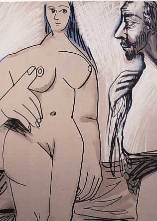 PICASSO, PABLO, OFFSET NACH EINER LITHO- GRAPHIE, EROTISCHE SZENE, MOURLOT PARIS, SPADEM 1972, CA. 50 X 35 CM, PP