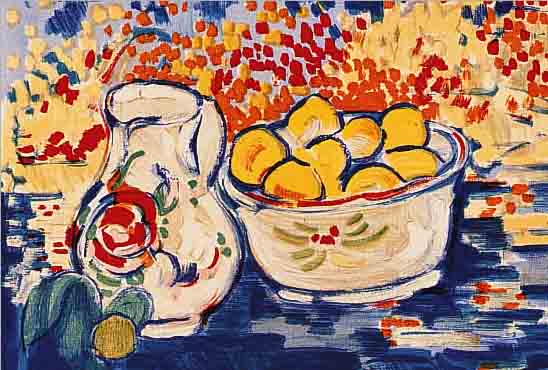 DE VLAMINCK, MAURICE, STILLEBEN MIT ZITRONENFARBLITHOGRAPHIE, ED. ANDRE SAURET, DRUCK MOURLOT PARIS 1958, CA. 17 X 20 CM, PP
