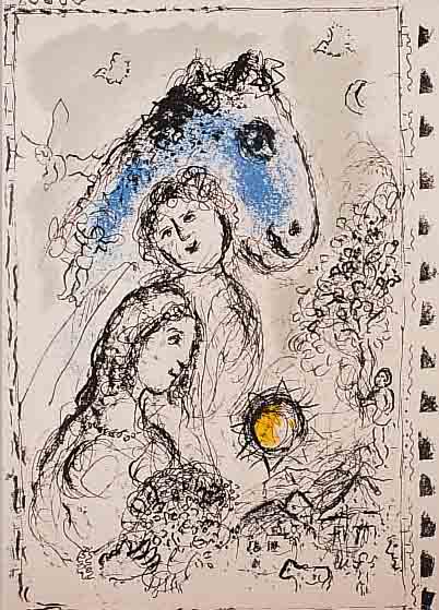 CHAGALL, MARC, BLAUES PFERD MIT PAAR, FARB- LITHOGRAPHIE, ED. MAEGHT PARIS 1982, DRUCK VONMOURLOT (WVZ NR. 193), CA. 37 X 27 CM, PP