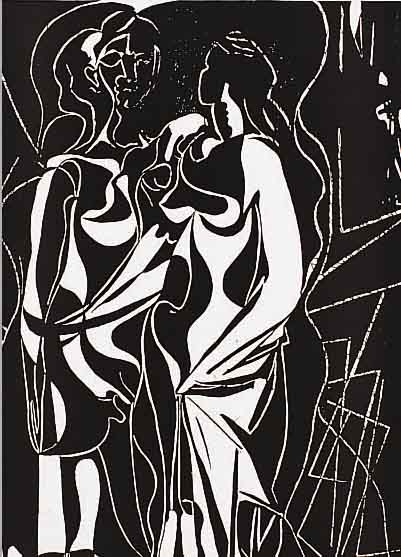 PICASSO, PABLO, DREI LITHOS NACH HOLZ- SCHNITTEN AUS: HELENE CHEZ ARCHIMEDE, ED. A.VOLLARD, AUFLAGE 240 EXEMPL., DRUCK GEORGES AUBERT PARIS ...