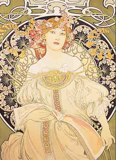 MUCHA, ALPHONSE, FARBLITHOGRAPHIE, ED. GALERIE DU CENTRE, MOURLOT PARIS 1986, VON JIRI MUCHA HANDSIGN., BEZ.: H.C., CA. 51,5 X 38,5 CM