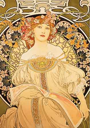 MUCHA, ALPHONE, FARBLITHOGRAPHIE, ED. GALERIE DU CENTRE, MOURLOT PARIS 1986, VON JIRI MUCHA HANDSIGN., BEZ.: H.C., CA. 58,5 X 31,5 ...