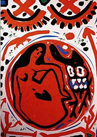 PENCK, A.R., FARBSIEBDRUCK AUF DüNNEM KARTON, HANDSIGNIERT, NUM. III/X, CA. 70 X 100 CM