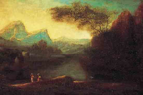 UNBEKANNTER MALER, FRANKREICH, 2. HäLFTE 18. JH., ZWEI MäNNER AM SEEUFER, ÖL/HOLZ, KRAKELIERT, CA. 30 X 44 CM, R.