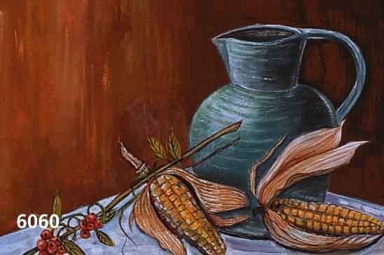 Krinner, Michaela, geb. 1915 WaldmÜnchen, MeisterschÜlerin Oskar Kokoschkas, hier: Stilleben mit Krug, Mais und Beeren, Aquarell und Gouache auf ...