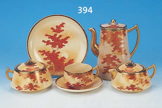 TEESERVICE, JAPAN, SATSUMA, UM 1910/20, STEINGUT, KANNENHöHE: CA. 18 CM, BEST. AUS: EINER KANNE, VIER TASSEN MIT UNTERTASSEN, ZUCKERDOSE ...